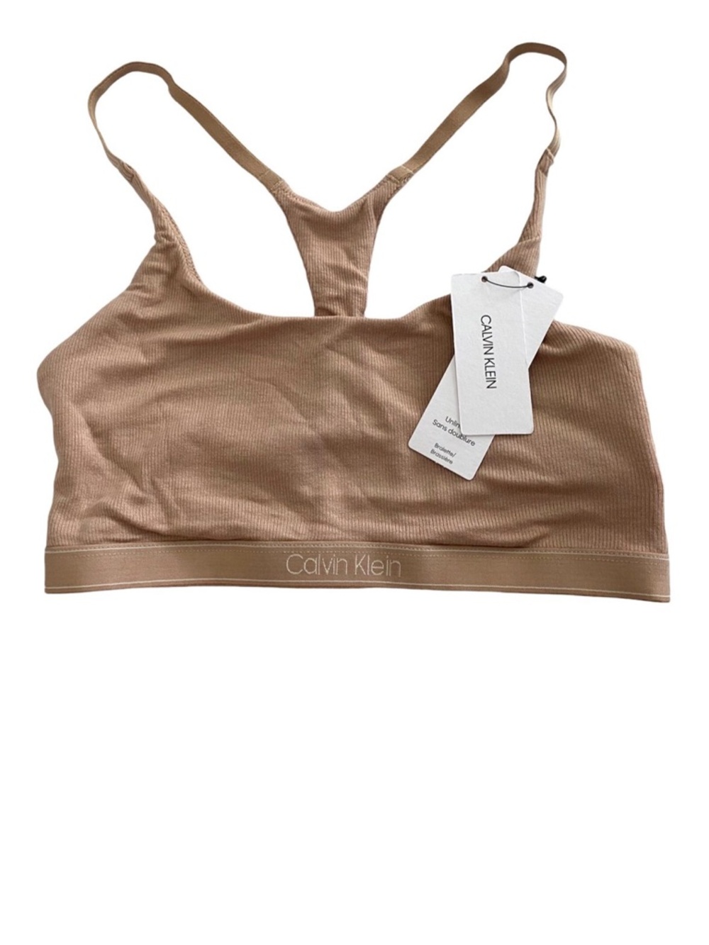 Calvin Klein Bra Nwt Pure Ribbed Unlined Wireless Cedar Bralette QF6438 - 200 XS